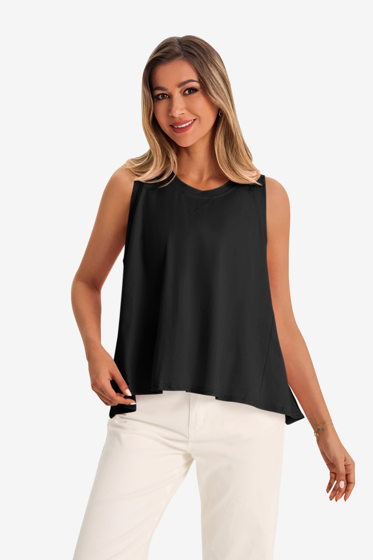 Womens  Black Summer Sleeveless Tank Tops