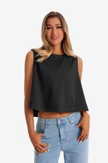 Womens  Black Casual Cropped Tank Tops