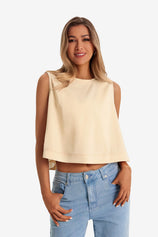 Womens Apricot Casual Cropped Tank Tops