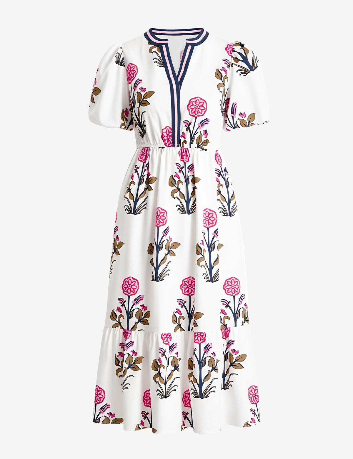 Womens White Floral Print Maxi Dress 2