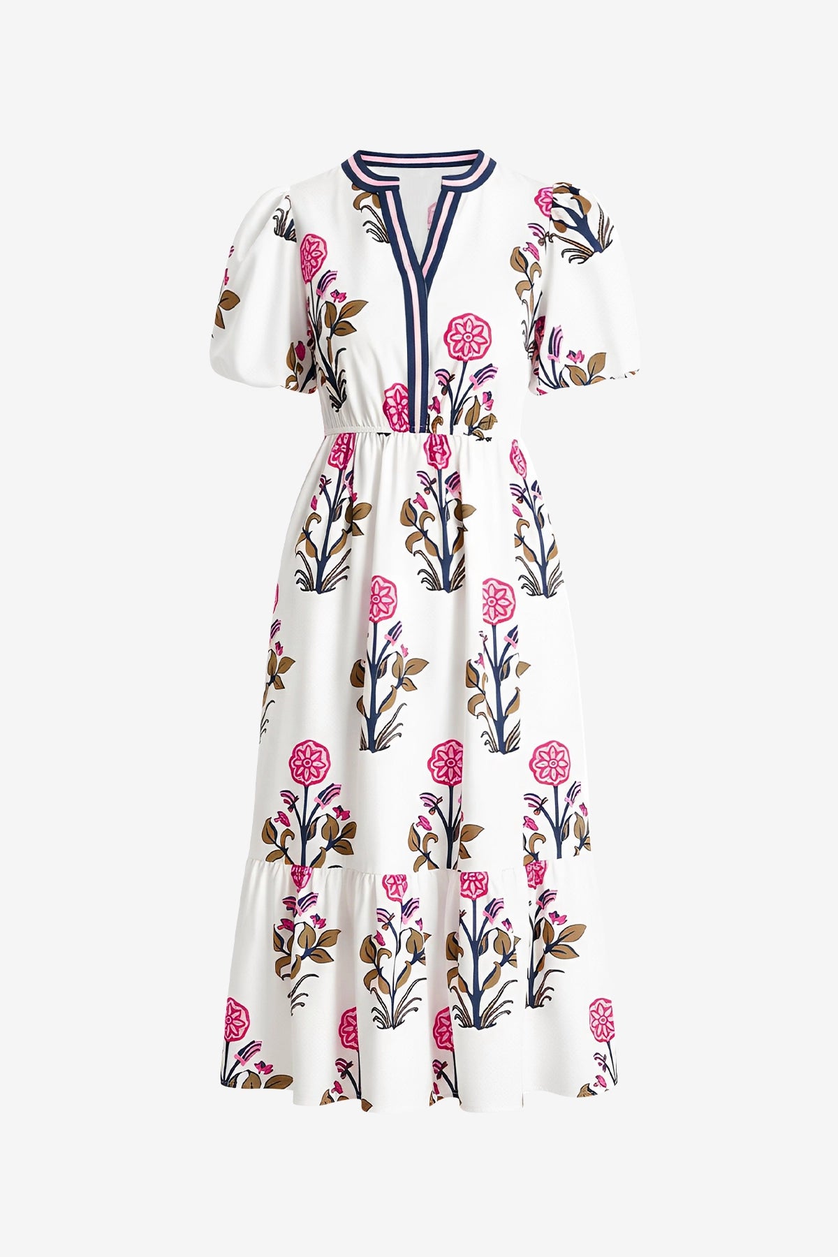 Womens White Floral Print Maxi Dress 2