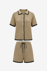 Womens Khaki Color Block 2 Piece Sets | CicyBell