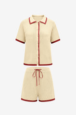 Womens Beige Color Block 2 Piece Sets | CicyBell
