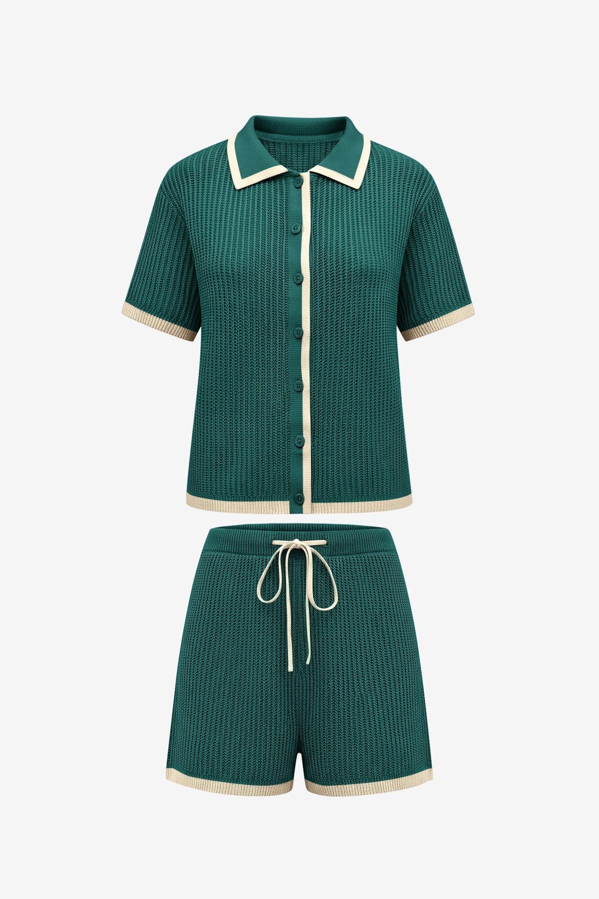 Womens Deep Green Color Block 2 Piece Sets | CicyBell