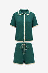 Womens Deep Green Color Block 2 Piece Sets | CicyBell