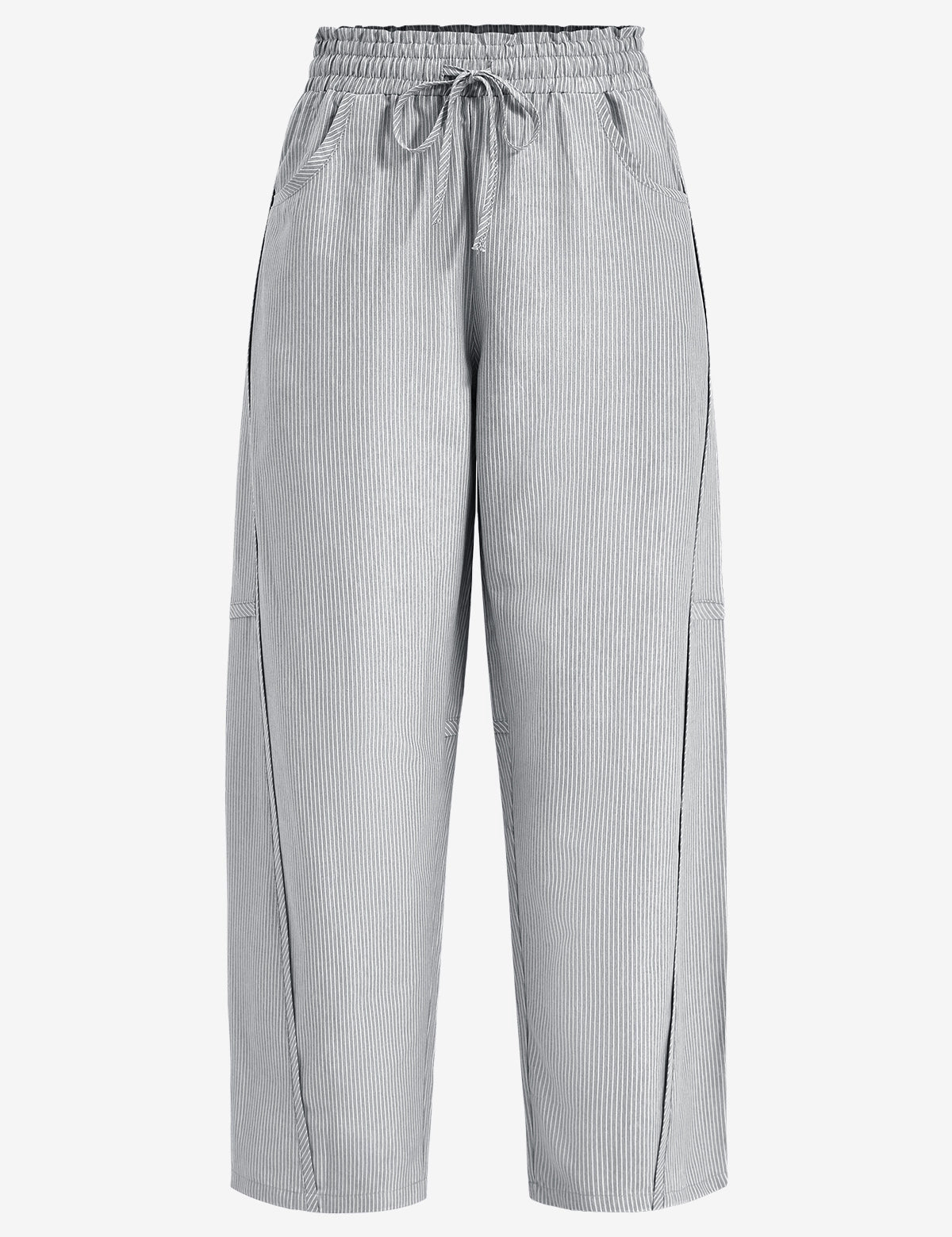 Womens Dark Grey Wide Leg Striped Pants 2