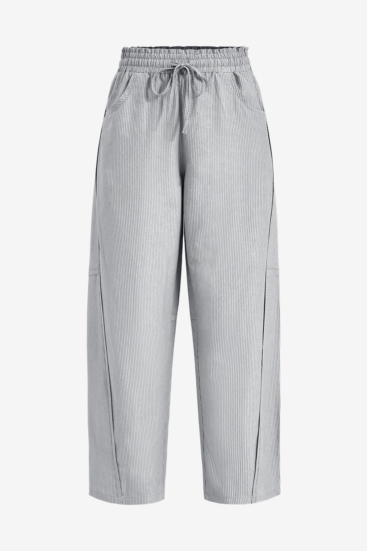 Womens Dark Grey Wide Leg Striped Pants 2