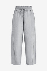 Womens Dark Grey Wide Leg Striped Pants 2