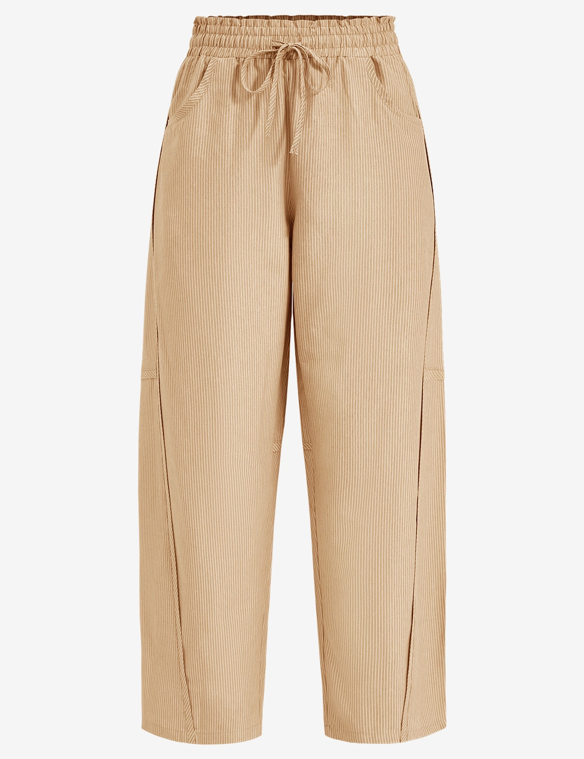 Womens Khaki Wide Leg Striped Pants 2