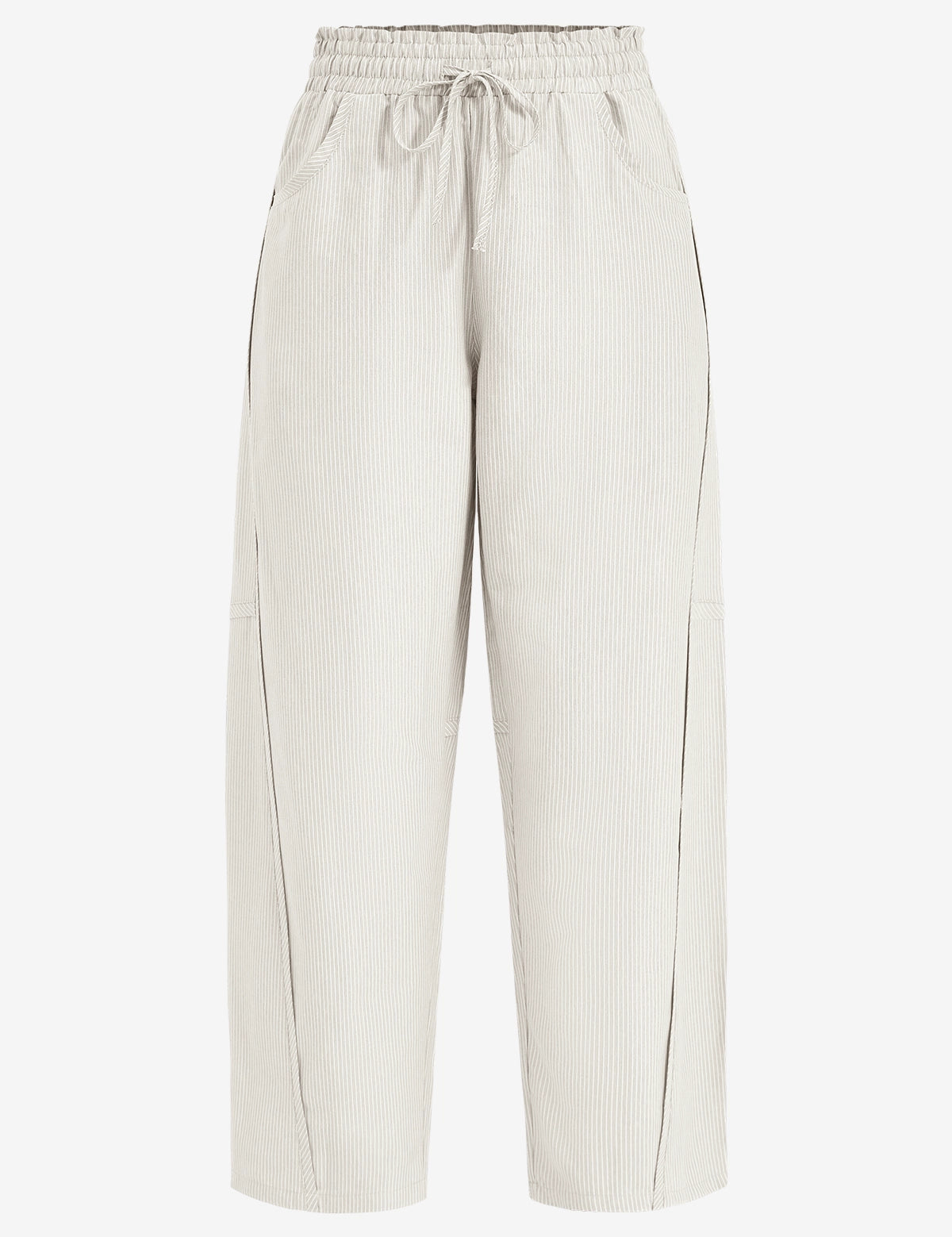 Womens Beige Wide Leg Striped Pants 2