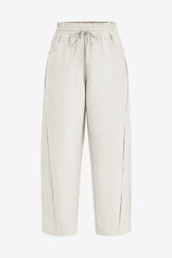 Womens Beige Wide Leg Striped Pants 2