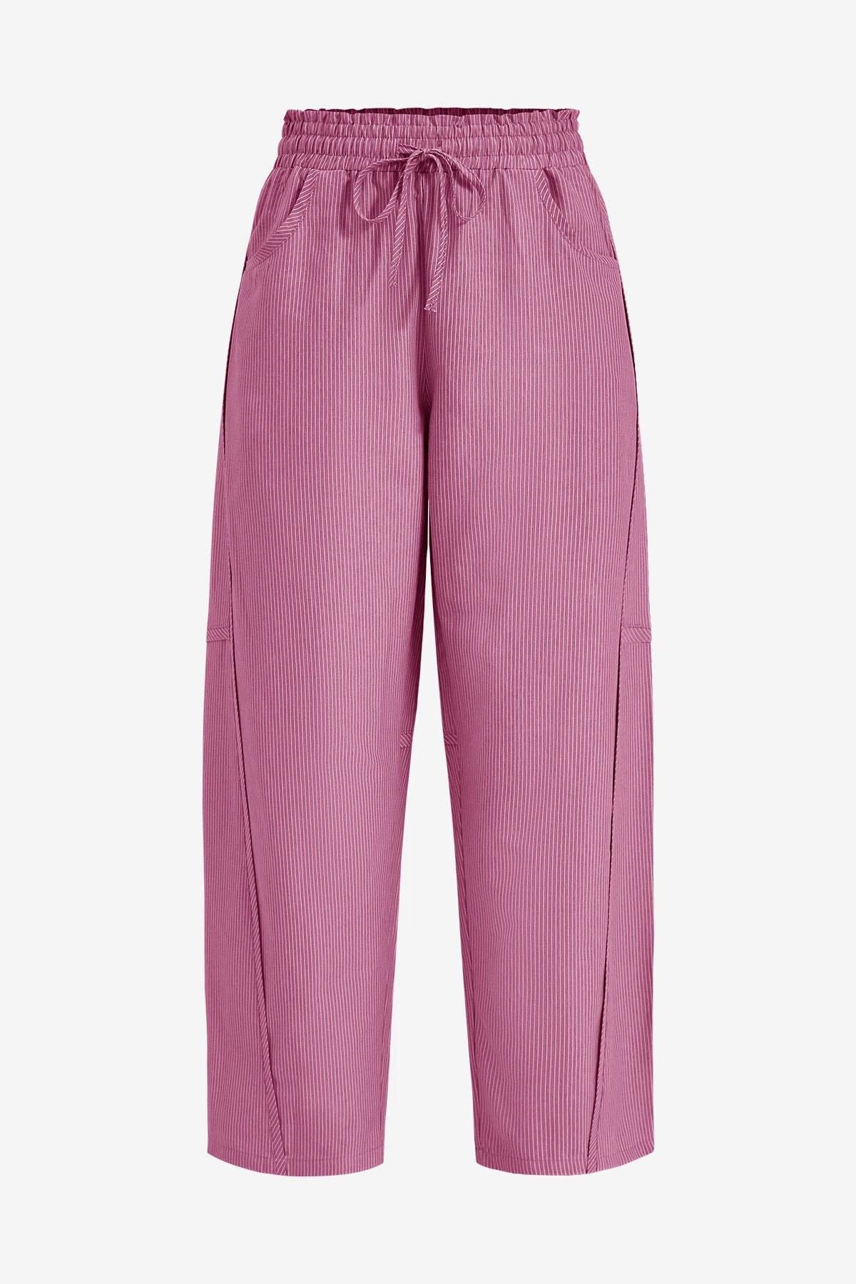 Womens Pink Stripes Wide Leg Striped Pants 2