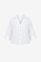 Womens White 3/4 Sleeve Striped Button Down Shirts 2