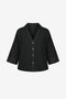Womens Black 3/4 Sleeve Striped Button Down Shirts 2