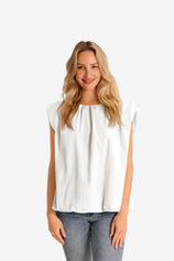 Womens White Cap Sleeve Blouses 1