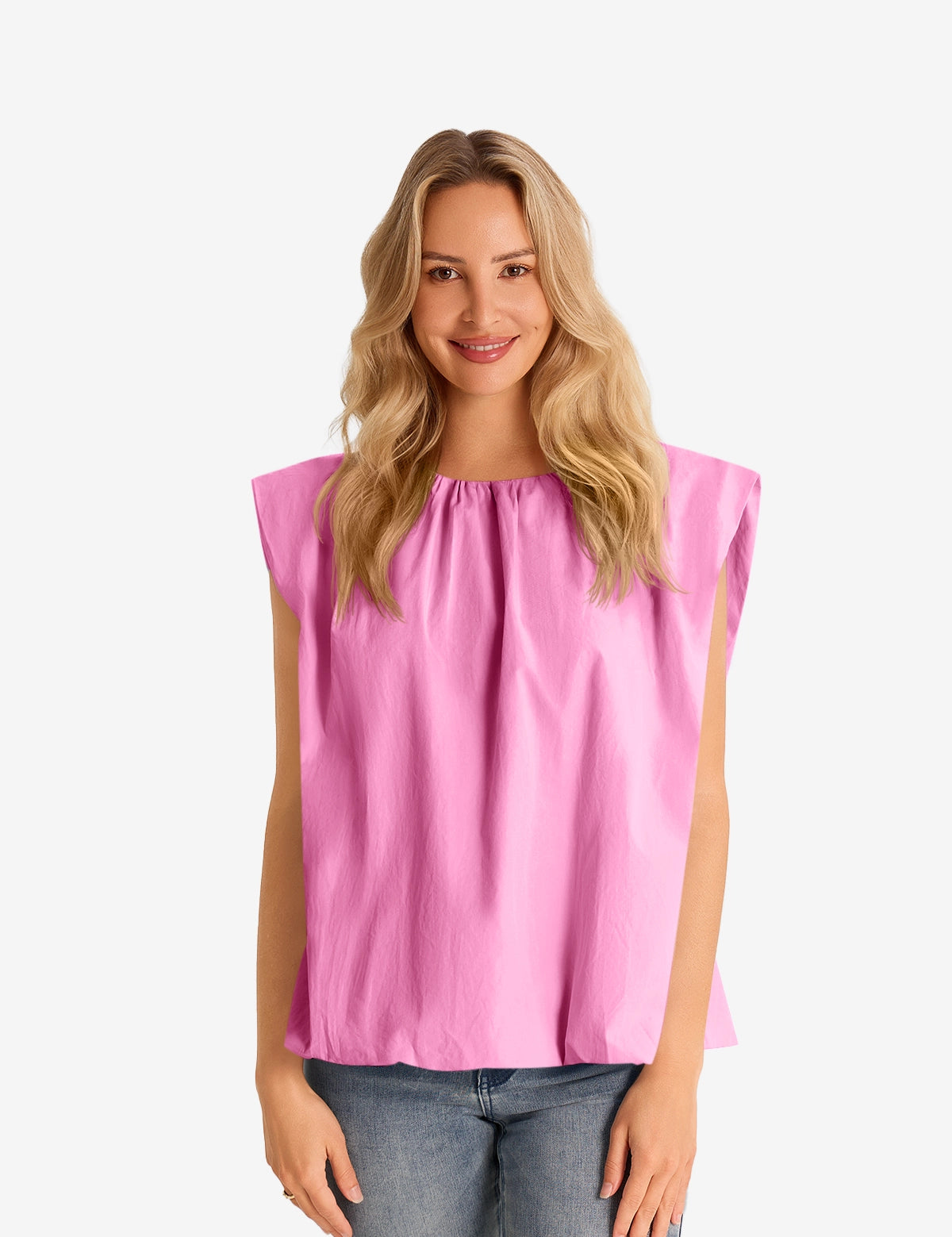 Womens Pink Cap Sleeve Blouses 1