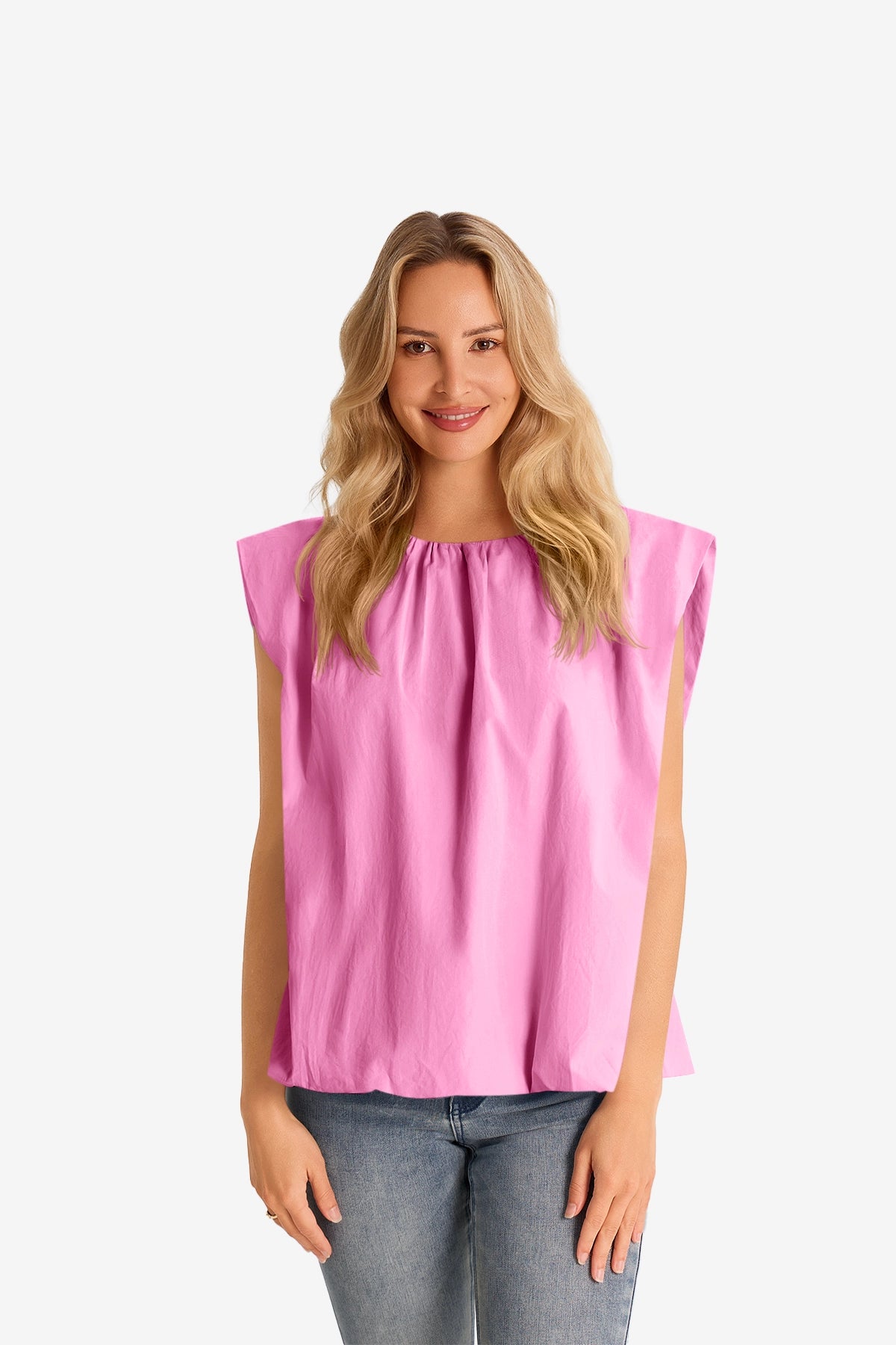 Womens Pink Cap Sleeve Blouses 1