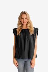 Womens Black Cap Sleeve Blouses 1