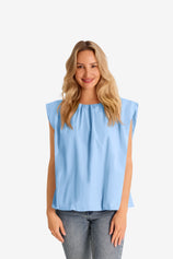Womens Sky Blue Cap Sleeve Blouses 1
