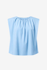 Womens Sky Blue Cap Sleeve Blouses | CicyBell