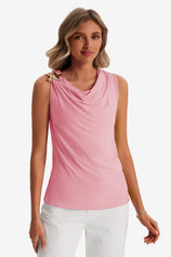 Womens Pink Summer Crew Neck Tank Tops 1