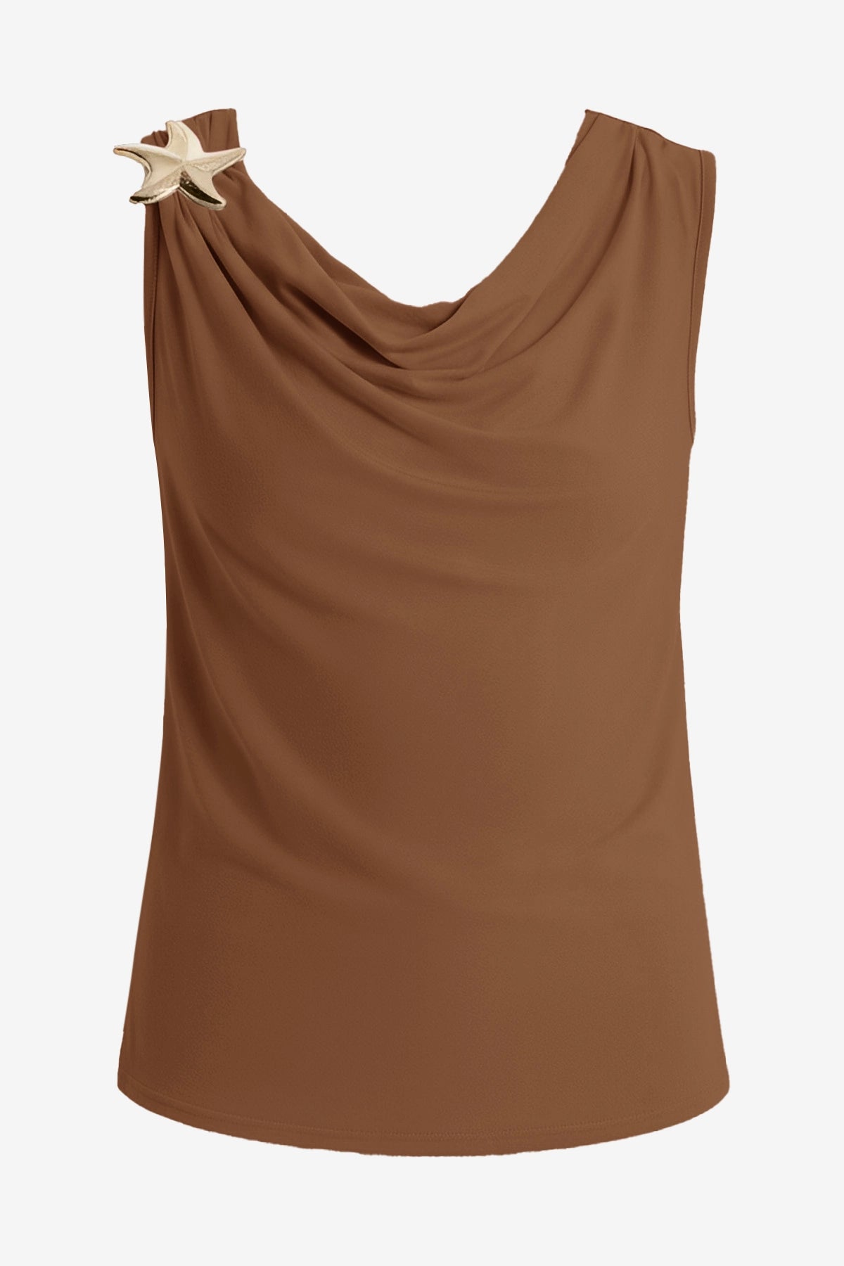 Womens Light Coffee Summer Crew Neck Tank Tops 2