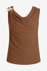 Womens Light Coffee Summer Crew Neck Tank Tops 2