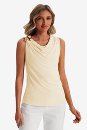 Womens Beige Summer Crew Neck Tank Tops 1