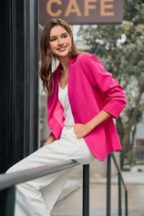 Cicy Bell Womens Rose Red Casual Work Blazers 3