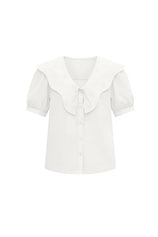 Womens White Collar Button Down Shirts | CicyBell