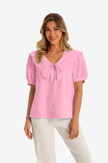 Womens Pink Collar Button Down Shirts