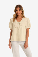 Womens Apricot Collar Button Down Shirts