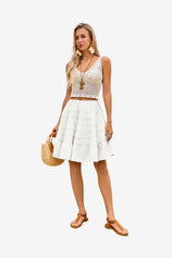 Womens White Summer Pleated Skirts 1