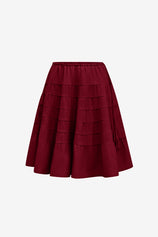 Womens Burgundy Summer Pleated Skirts 2