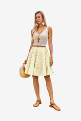 Womens Apricot Summer Pleated Skirts 1