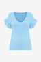 Womens Blue Ruffle Short Sleeve Sweater 2