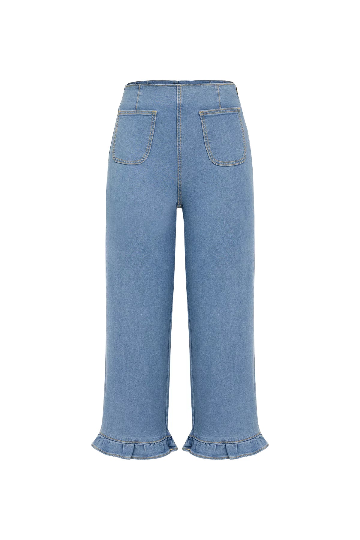 Womens Blue High Waisted Cropped Jeans 2