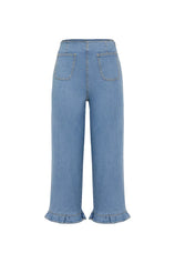 Womens Blue High Waisted Cropped Jeans 2
