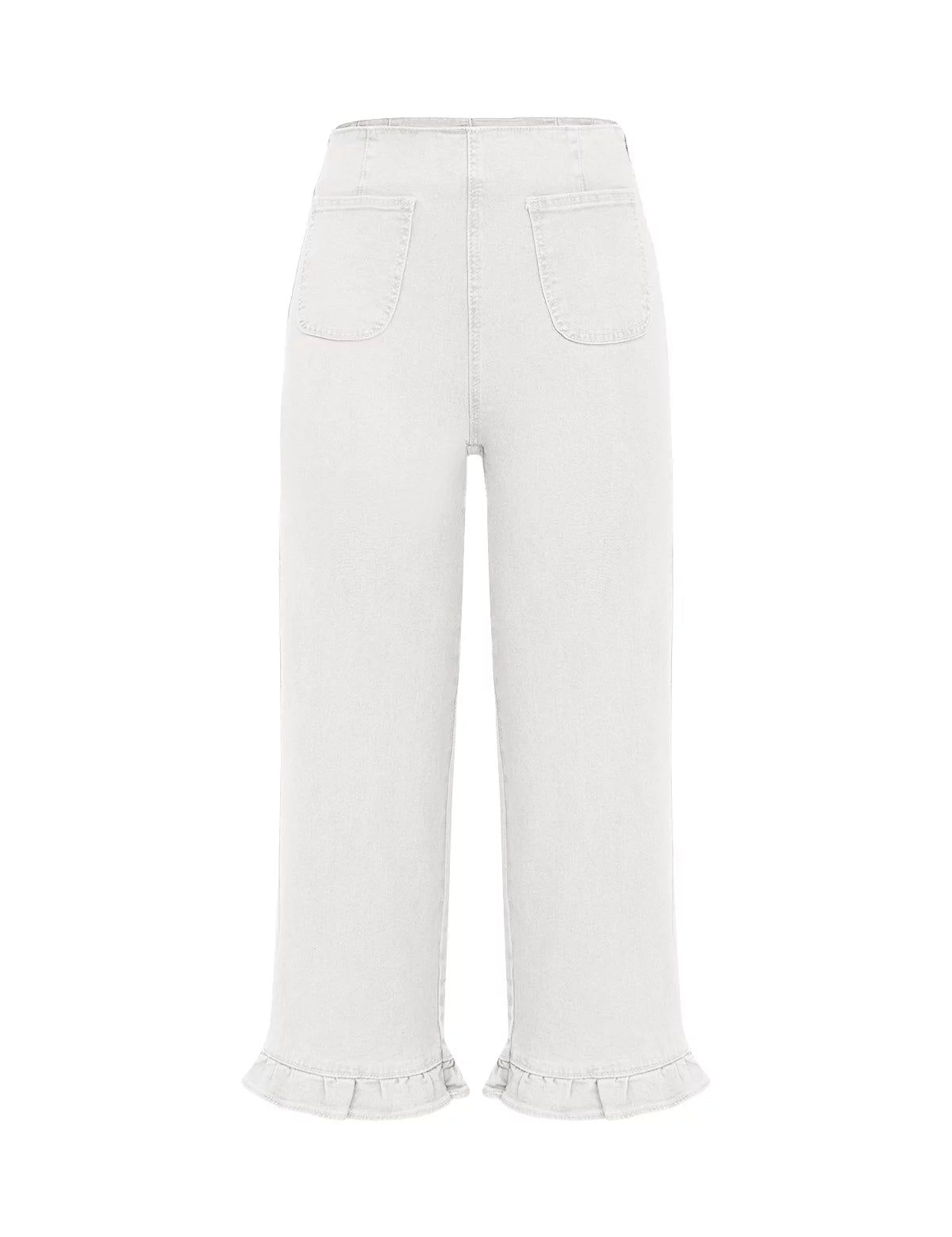 Womens White High Waisted Cropped Jeans 2