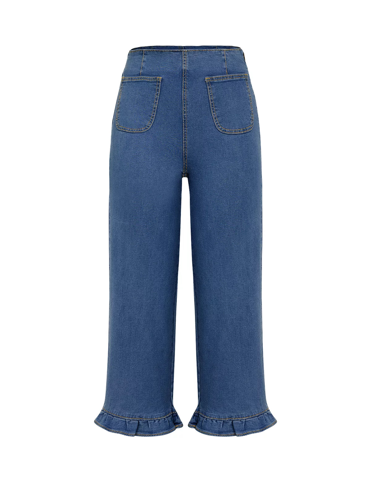 Womens Dark Blue High Waisted Cropped Jeans 2