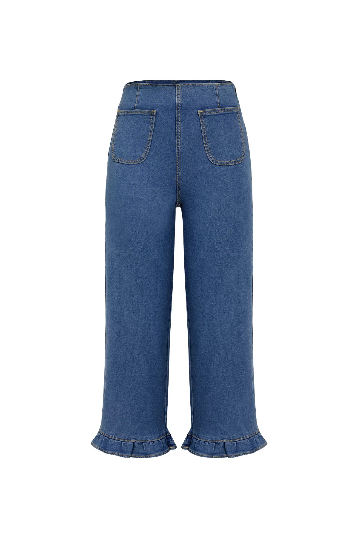 Womens Dark Blue High Waisted Cropped Jeans 2