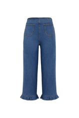 Womens Dark Blue High Waisted Cropped Jeans 2