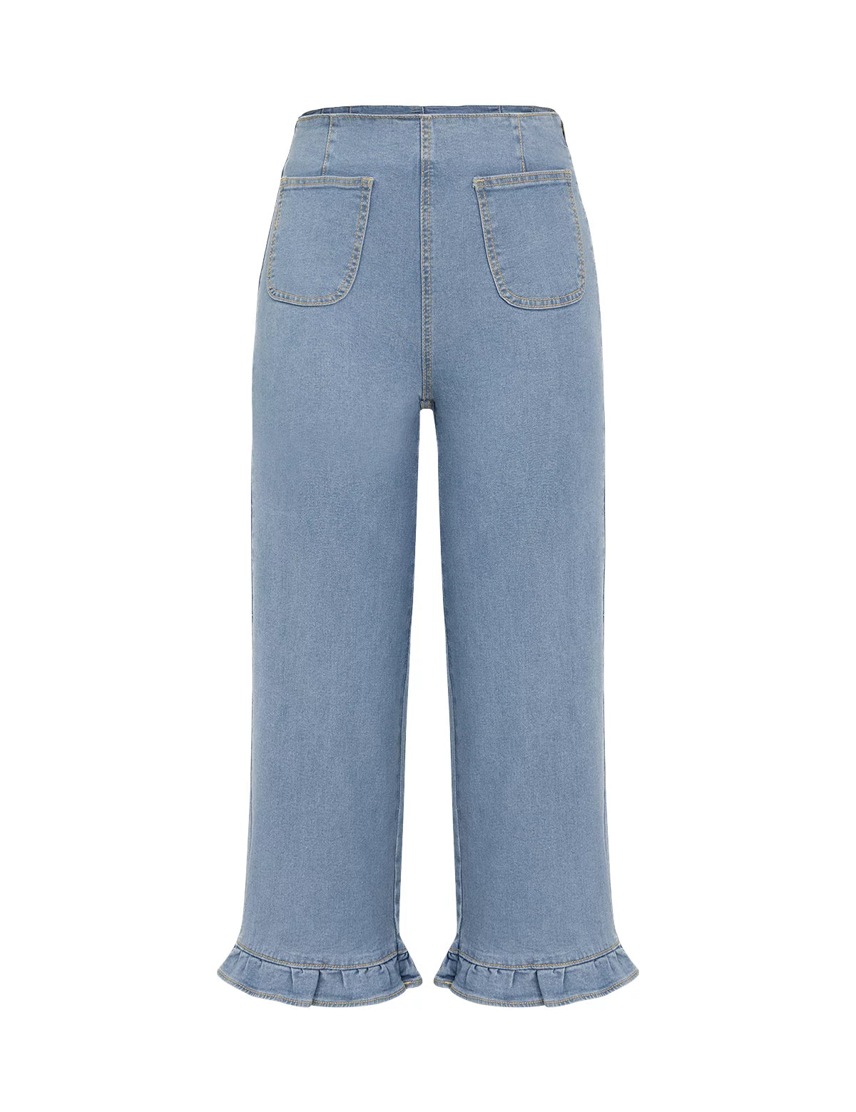 Womens Light Blue High Waisted Cropped Jeans 2