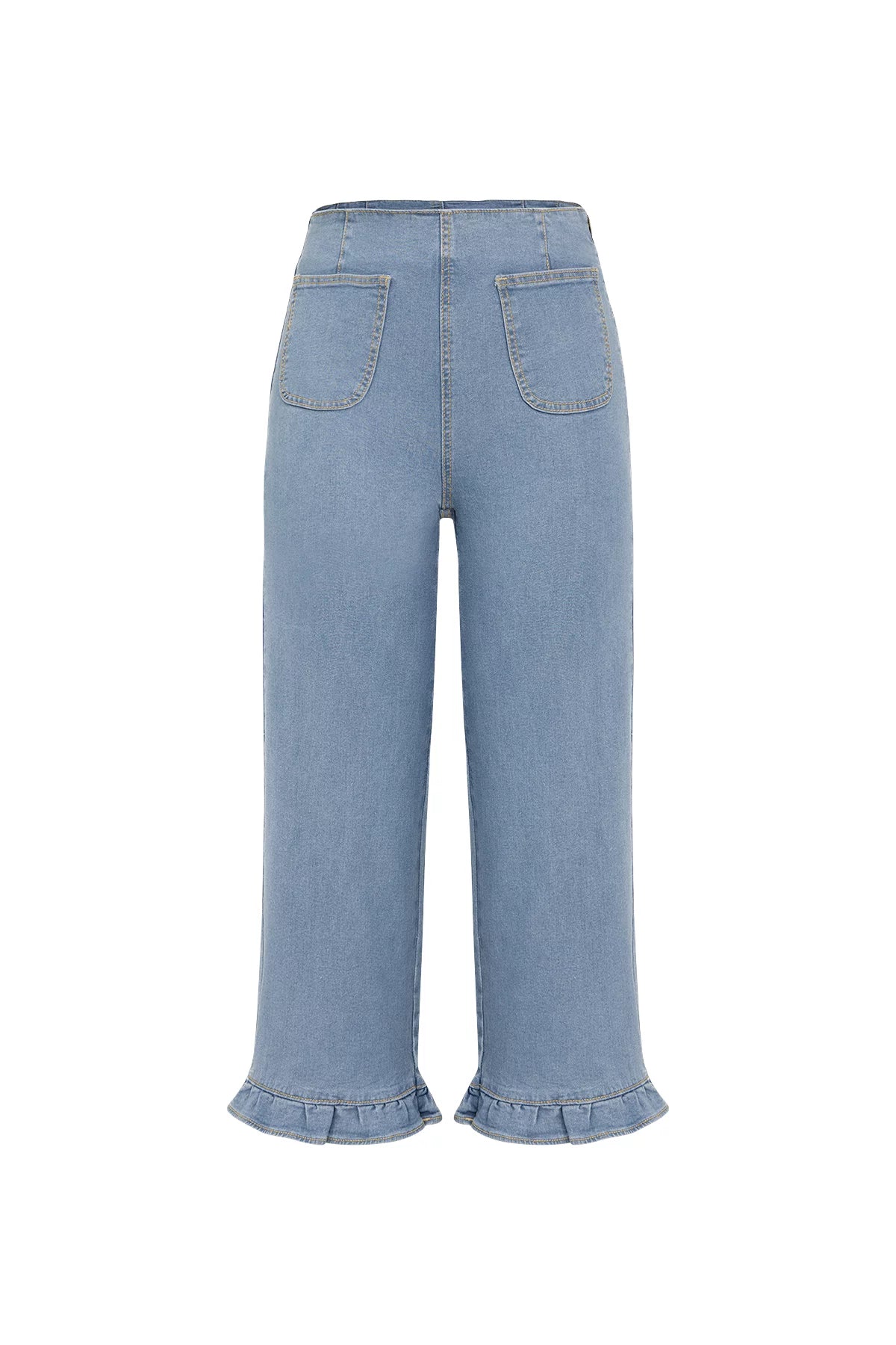 Womens Light Blue High Waisted Cropped Jeans 2