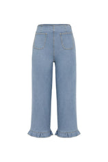 Womens Light Blue High Waisted Cropped Jeans 2