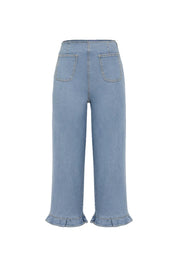 Womens Light Blue High Waisted Cropped Jeans 2