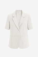 Womens White Casual Short Sleeve Blazer  2