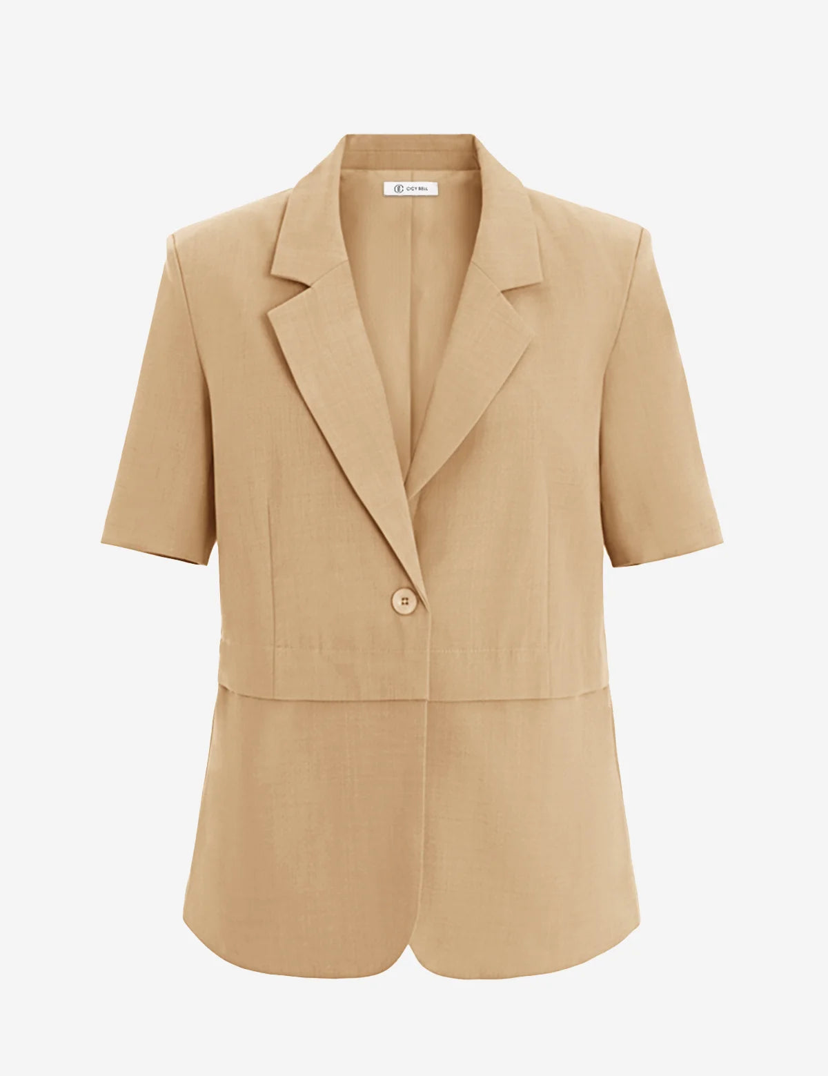 Womens Khaki Casual Short Sleeve Blazer 2