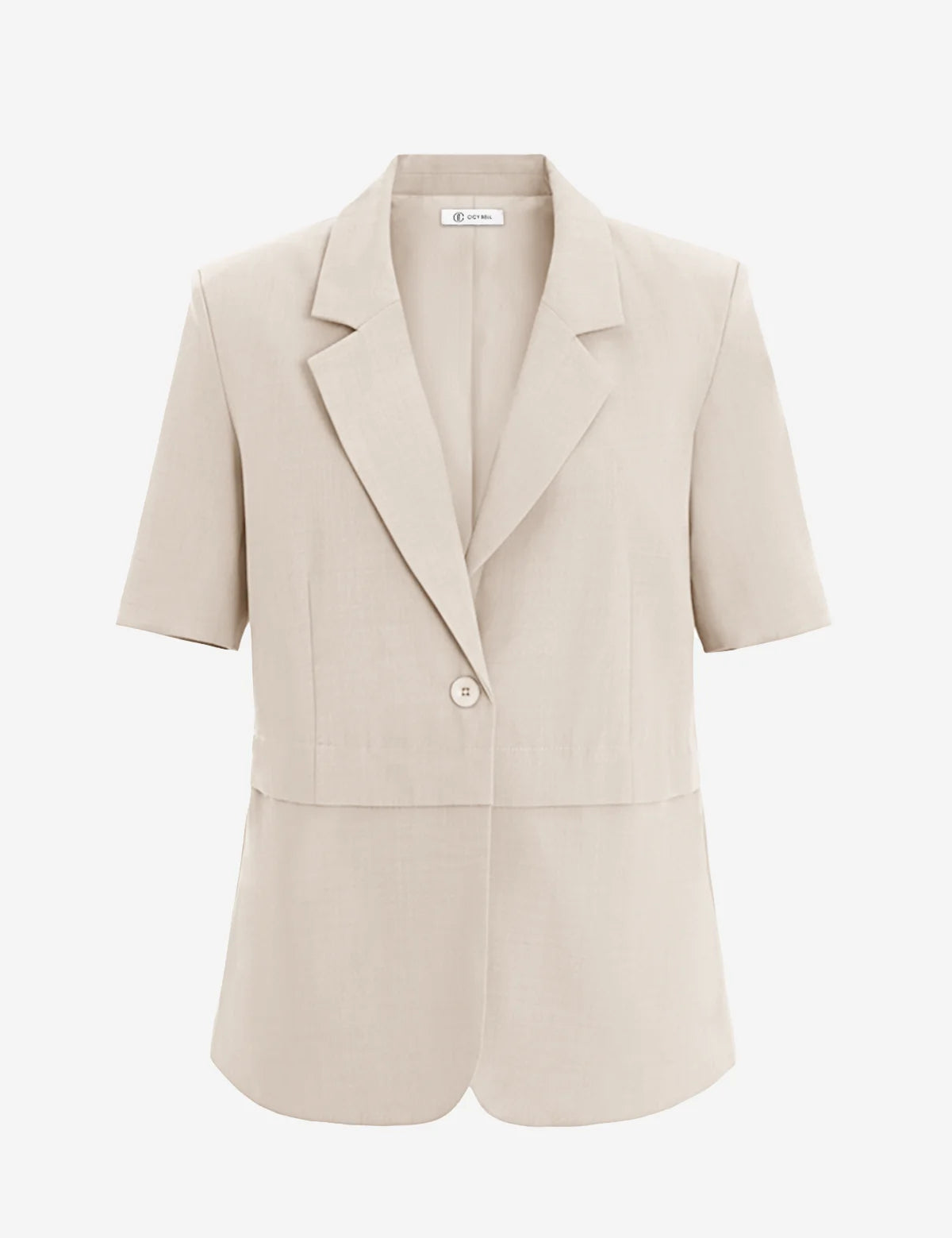 Womens Beige Casual Short Sleeve Blazer 2