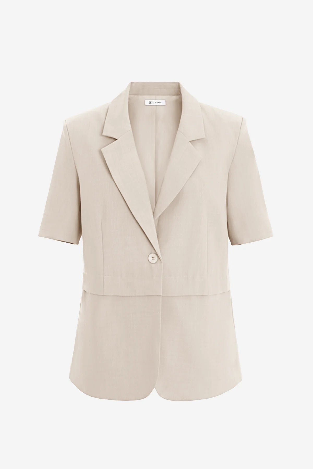 Womens Beige Casual Short Sleeve Blazer 2